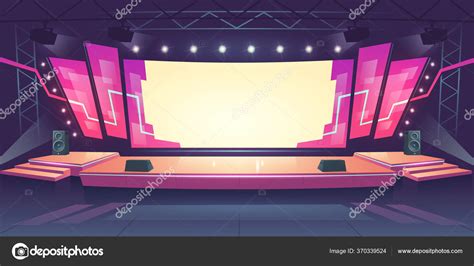 Concert Stage With Screen And Spotlights ⬇ Vector Image By © Klyaksun
