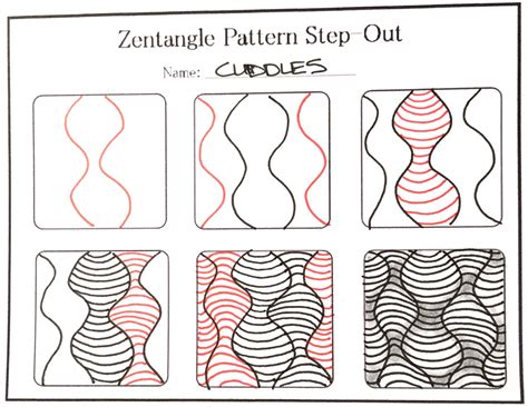 Zentangle patterns are simple, repetitive patterns that are mixed in the overall drawing. How to Draw the Zentangle Pattern Cuddles, with shading ...