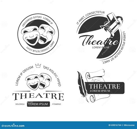 Labels Emblèmes Insignes Et Logo De Théâtre De Vecteur De Vintage