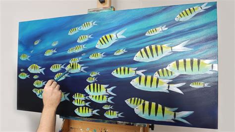How To Paint A School Of Fish In Acrylic Youtube