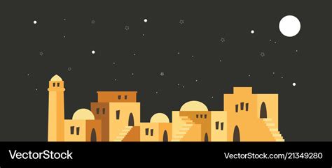 Skyline Old City Jerusalem Over A Night Royalty Free Vector