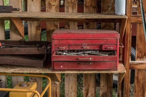 Rusty Old Toolboxes In Shed Stock Photo Image Of Barn Concept 99922268