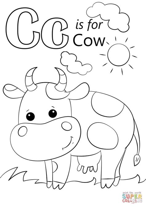 Letter C is for Cow | Super Coloring | Abc coloring pages, Preschool