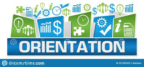 Orientation Green Blue Business Symbols On Top Stock Illustration