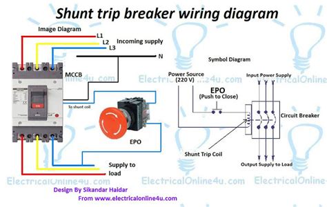 May 04, 2021 · let us discuss some electrical wiring basics, i.e., the concept of electrical wiring, steps involved, methods followed and common types of electrical wiring in brief. Shunt Trip Breaker Wiring Diagram Explanation | Electrical Online 4u