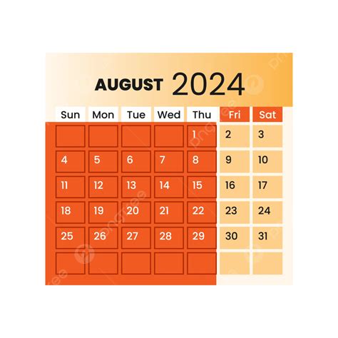Vetor Transparente Do Calendário De Agosto De 2024 Png Agosto De 2024