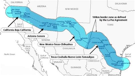 Mapa De La Frontera De Estados Unidos Y México Mapa De Estados Unidos