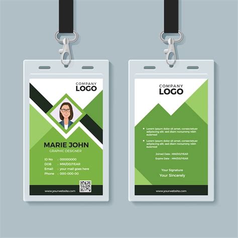 Creative Green Id Card Design Template Premium Vector