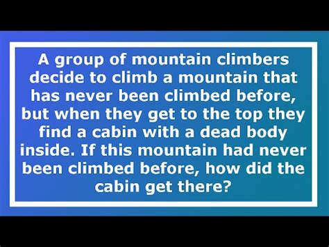 Some of these riddles appear to be dirty, but are just riddles that sound dirty to a dirty mind, while others simply leave no doubt and can only be said with a wink and a smile. Riddles and Brain teasers with Answers for All - YouTube