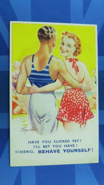 RISQUE BAMFORTH COMIC Postcard S Beach Bathing Beauty HAVE YOU CLICKED YET PicClick