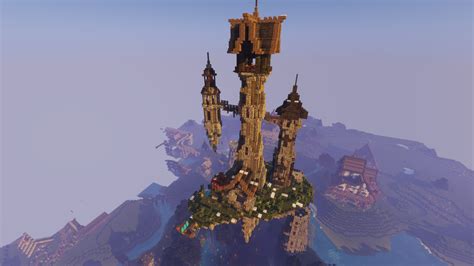 Floating Island With Mage Tower Housig Enchanting Tools Libraries And