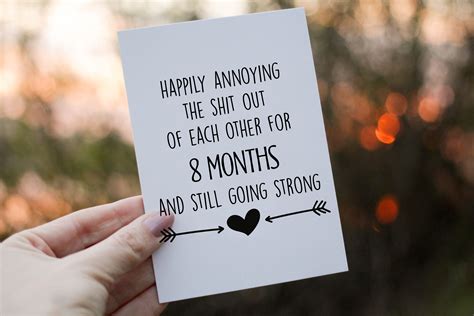 Personalized 8 Month Anniversary Card Custom Months Couple Etsy