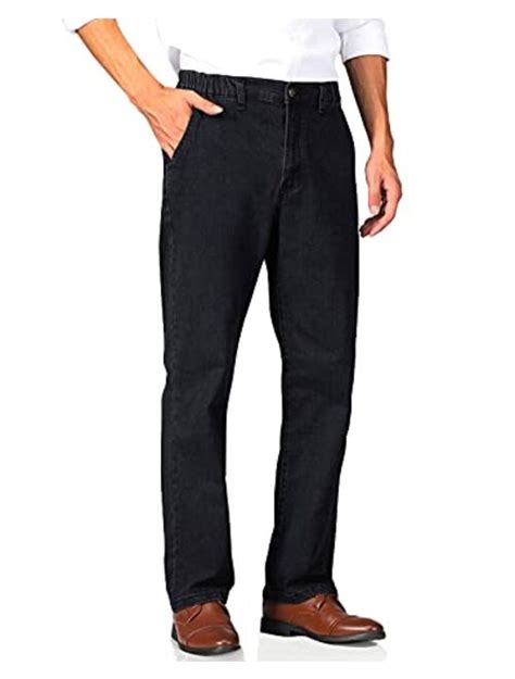 Buy Soojun Mens Elastic Waist Jeans Relaxed Fit With Zipper And Button