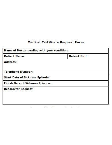 5 Medical Certificate Request Form Templates In Pdf Doc Xls