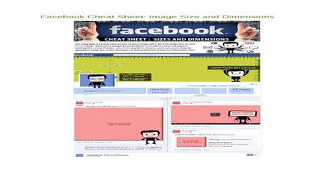 Facebook Cheat Sheet Image Size And Dimensions Pdf Document
