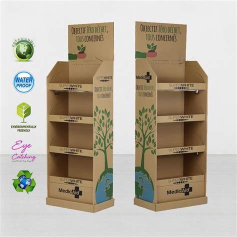 Foldable Corrugated Kraft Paper Display Stand For Toothpaste Promotion