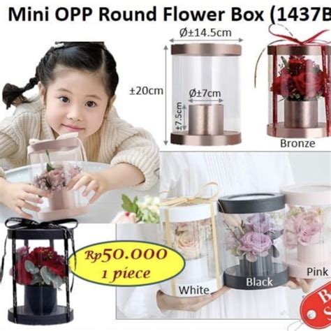 Jual Mini Opp Round Flower Box Box Mika Mica Flower Box Hitam