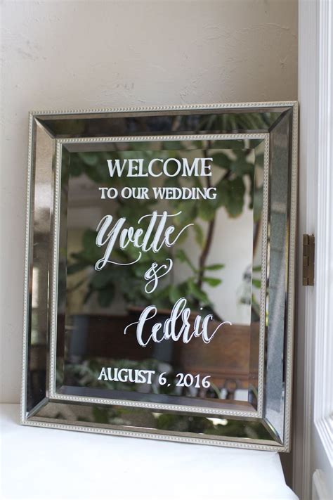 Custom Painted 22 X 28 Mirror Framed Mirror Wedding Welcome Sign With