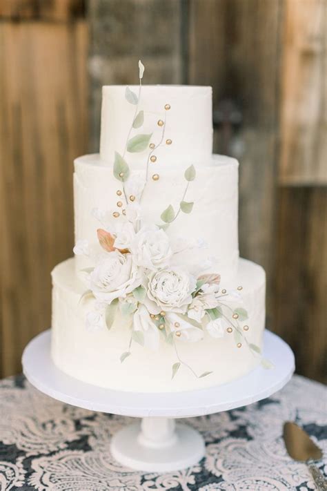 Neutral 3 Tier Wedding Cake | Wire wedding cake topper, Classy wedding