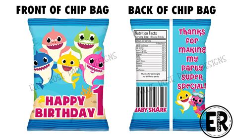 Free Printable Baby Shark Chip Bag Template
