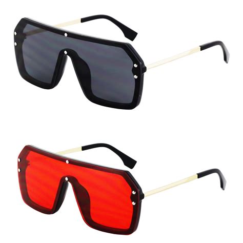 retro oversized shield sunglasses rimless flat top mirror glasses flawless eyewear
