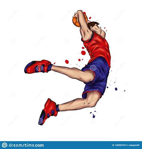 Basketball Player Jumping with the Ball. a Guy or a Man in Shorts and a