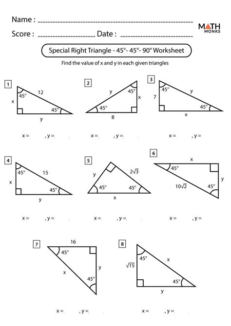 Special Right Triangles Worksheet Organicist
