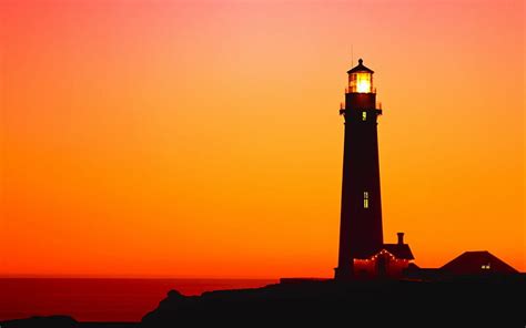 Lighthouse At Sunset Ocean Seascape Lighthouse Sunset Hd Wallpaper