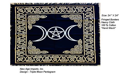 Altar Tarot Cloth Triple Goddess With Pentagram 24 X 24 Gold