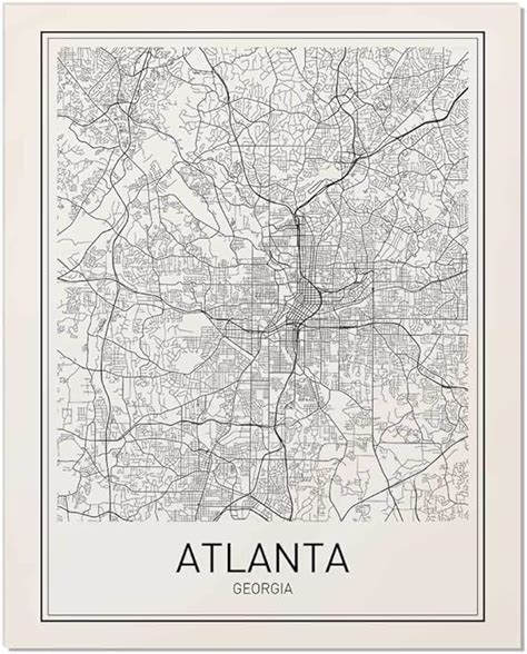 Atlanta Poster Map Of Atlanta Atlanta Map City Map