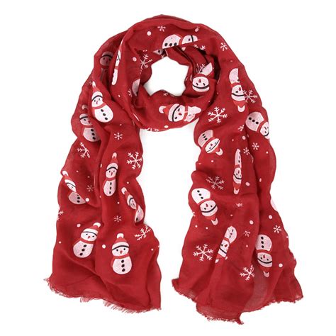 Holiday Christmas Snowman Snowflake Print Winter 3d Patterned Scarf