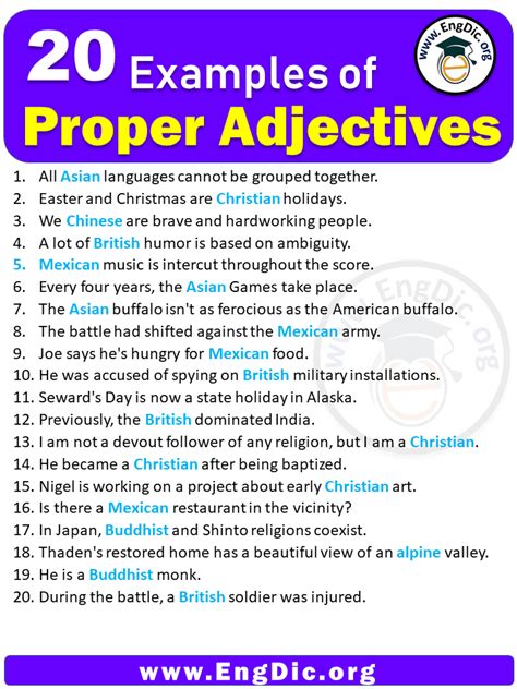 Examples Of Proper Adjectives In Sentences EngDic