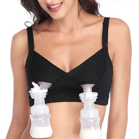 Amazon Com Lupantte Hands Free Pumping Bra Breast Pump Bra With Pads Deep V Cup Size