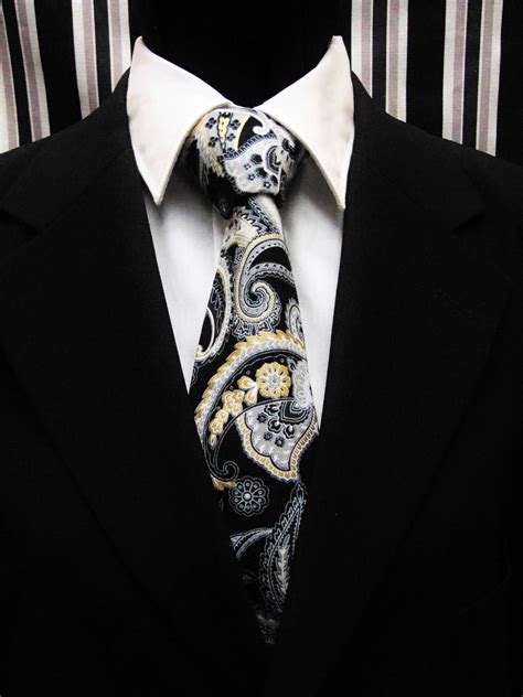 Paisley Necktie Paisley Tie Mens Necktie Mens Tie Black Necktie