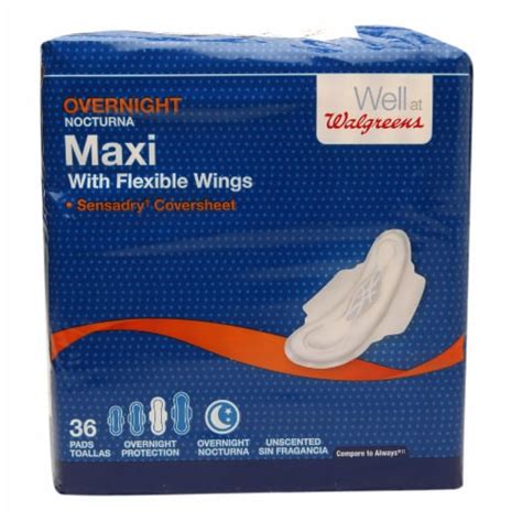 Walgreens Overnight Maxi Pads With Flexible Wings 36 Ct Kroger