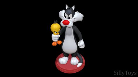 Artstation Sylvester Holding Tweety Looney Tunes 3d Print Model