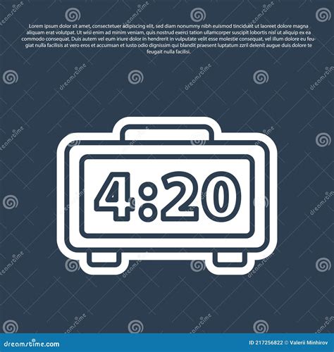 Blue Line Digital Alarm Clock Icon Isolated On Blue Background