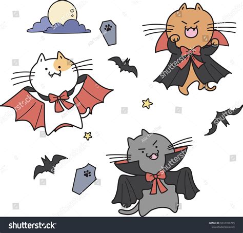 set cute halloween vampires cats vector stock vector royalty free 1837398745
