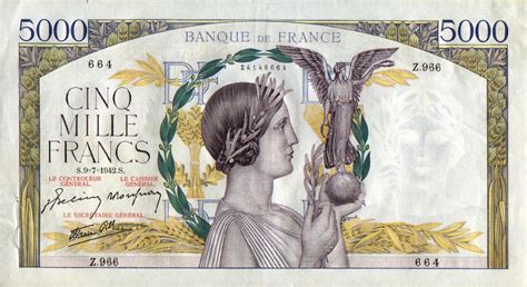 The former unit of money in france is franc. Currency of France 5000 French Francs Victory banknote of 1942 Banque de France|World Banknotes ...