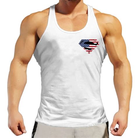 Oa Men Superman Muscle Fit American Flag Workout Superman Tank Tops Gym