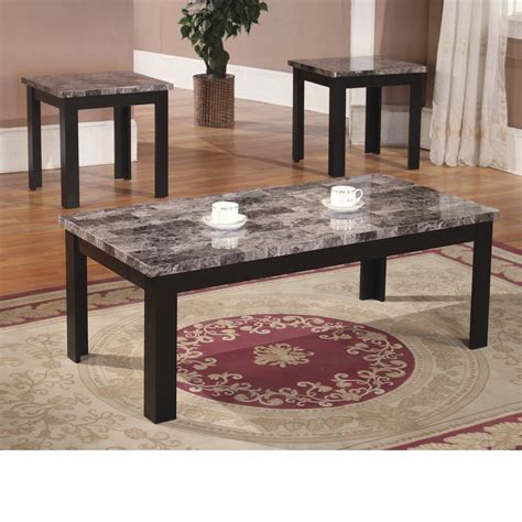 Home Source Black Marble Coffee Table Set
