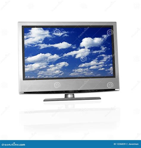 Blue Cloudy Sky On Tv Screen Stock Image Image Of Frame Concept 1236839