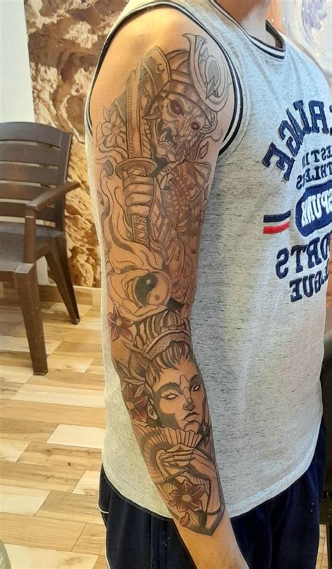 Samurai Sleeve Tattoo Work In Progress By Jyoti Dink Galaxy Tattoos