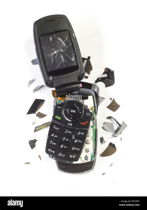 Broken Cell Cellular Mobile Phone In Pieces Stock Photo Alamy