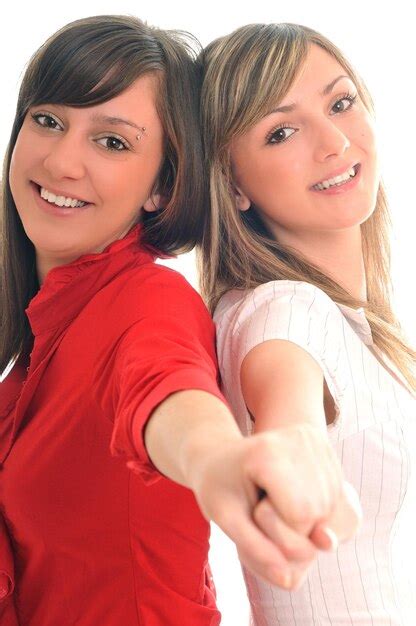 Premium Photo Two Young Girl Lesbian Friend Isolated Happy On White
