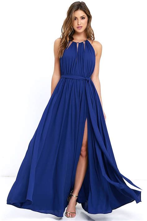 Lovely Royal Blue Maxi Dress Stunning Blue Gown Gleam And Glide