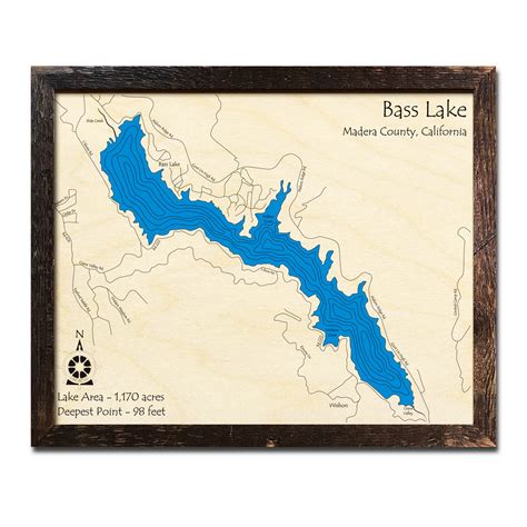 Bass Lake Ca Nautical Wood Maps