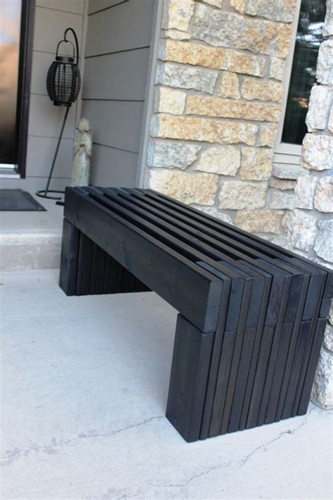 Modern Slat Top Outdoor Wood Bench Back Yard Inspiration