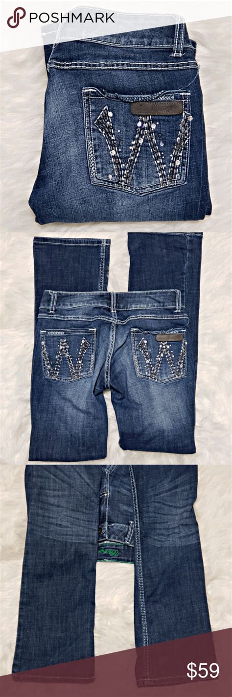 Wrangler Premium Patch Bling Pocket Jeans 12 Pocket Jeans Fashion