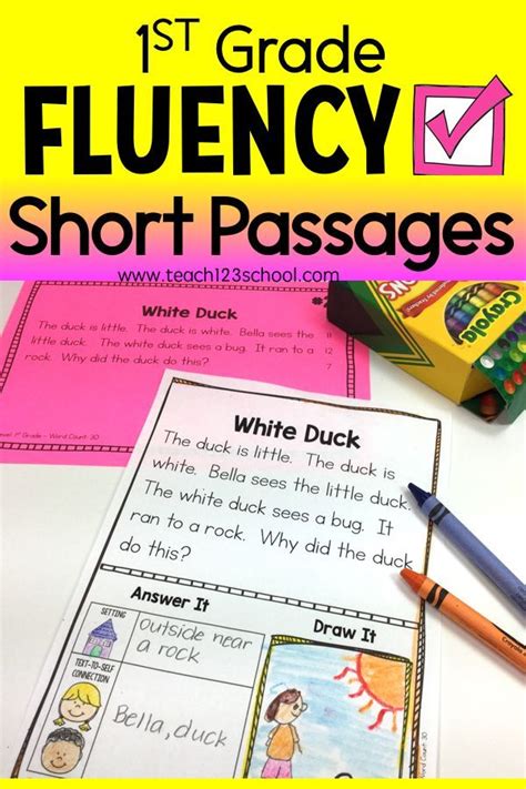 The First Grade Flueny Short Passage Is Shown With Pencils On Top Of It